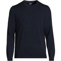 Lands' End Men's Crew Neck Cotton Jumper in Dark Navy | Size: Large