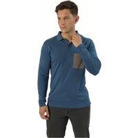TopLook London Men's Single Pocket Long-Sleeved Polo Shirt in Dark Blue | Size: XL