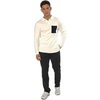 TopLook London Men's Single Pocket Long-Sleeved Polo Shirt in White | Size: XL