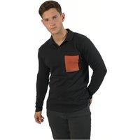 TopLook London Men's Single Pocket Long-Sleeved Polo Shirt in Black | Size: XL