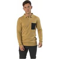 TopLook London Men's Single Pocket Long-Sleeved Polo Shirt in Metallic Gold | Size: XL
