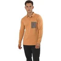 TopLook London Men's Single Pocket Long-Sleeved Polo Shirt in Tangerine | Size: Small