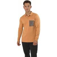 TopLook London Men's Single Pocket Long-Sleeved Polo Shirt in Tangerine | Size: Medium