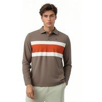 TopLook London Men's Multicolored Stripe Polo Shirt Cotton Long Sleeve Top in Grey | Size: 3XL