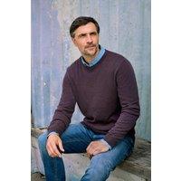 WoolOvers Men's Cashmere Merino Crew Neck Jumper in Plum | Size: 2XL