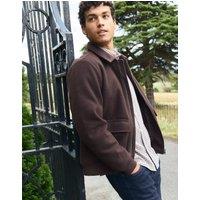 threadbare Men's Faux Wool Collared Lightweight Jacket in Brown | Size: 2XL