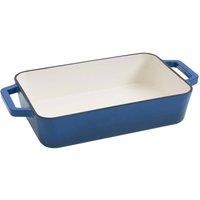 Living and Home 3.2L Cast Iron Enamel Roasting Pan, Easy-Clean, Dual Handles, Dual-Tone Gradient Finish in Blue
