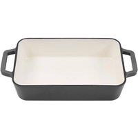 Living and Home 3.2L Cast Iron Enamel Roasting Pan, Easy-Clean, Dual Handles, Dual-Tone Gradient Finish in Grey