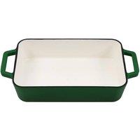 Living and Home 3.2L Cast Iron Enamel Roasting Pan, Easy-Clean, Dual Handles, Dual-Tone Gradient Finish in Green