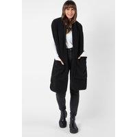 OHS Long Teddy Fleece Scarf Pocket Wrap Plush Hand Warmer in Black