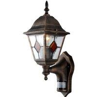First Choice Lighting Traditional Black Brushed Gold Motion Sensor Outdoor Security Light