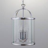 First Choice Lighting Polished Chrome 3 Lamp Lantern Style Pendant in Silver