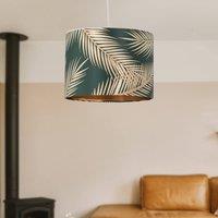 First Choice Lighting Tropica - Dark Green Gold Leaf 25cm Ceiling Pendant or Lamp Shade