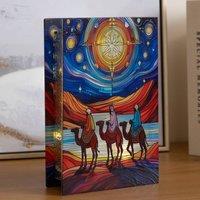 Samuel Alexander 21cm Three Wise Men Stained Glass Christmas Decoration with LEDs