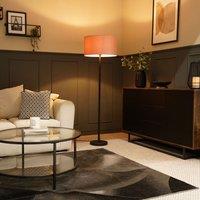 ValueLights Charlie Black Stem Floor Lamp Light with Velvet Lamp Shade in Dusty Pink | Size: 18 inches