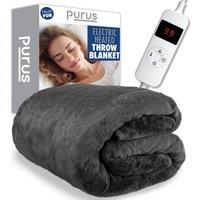 Purus Faux Fur Polyester Heated Throw Over Blanket Electric 160x130cm in Grey | Size: 160x130 cm