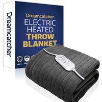 Dreamcatcher XL Electric Throw Heated Double Over Blanket Fleece - Grey