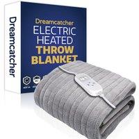 Dreamcatcher XL Electric Throw Heated Double Over Blanket Fleece - Silver