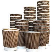 MANTRARAJ 8oz Disposable Coffee Paper Cups VIP Designed 3-PLY Coffee Cups in Brown | Size: 50 Pieces