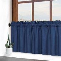 London Boutique 2PCS 30"24"Waterproof Embossed Curtains Seersucker Texture Curtains in Navy