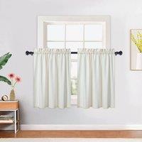 London Boutique 2PCS 30"30"Waterproof Embossed Curtains Seersucker Texture Curtains in Beige