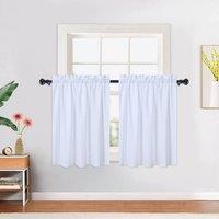 London Boutique 2PCS 30"36"Waterproof Embossed Curtains Seersucker Texture Curtains in White