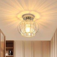 Goeco Ceiling Light Crystal Modern, E27, Ceiling Light Semi-Flush Mounting in Silver