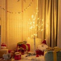 Costway Lighted Artificial Twig Birch Tree 4ft White Birch Tree w/ 48 LED