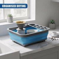 EONLION Dish Drying Rack Space Saving Silicone in Blue | Size: 100 cm