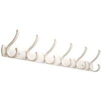 FORGEVIO White6 HOOKS Aluminum Coat Clothes Door Holder Rack in White | Size: 500mm