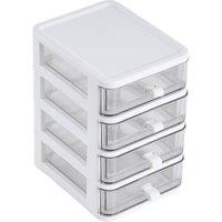 FLAVORA Small Desktop Storage Drawers Tower Unit 4 Mini Drawer in Clear | Size: 1000mm