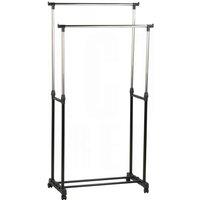 FORGEVIO Double Clothes Rail CLOTHES RAIL RACK in Black | Size: 0.6m2
