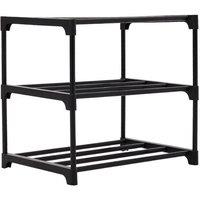 FORGEVIO 3 Tiers Simple Shoe Rack Multi Layer Adjustable Shoe Organizer in Black | Size: 0.6m2