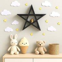 FORGEVIO Black Wall Shelf Wiccan Wooden Display Rack | Size: 0.6m2