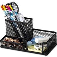 SPETLEK Stationery Desk Organiser-mesh Desk Tidy, Pen Holder in Black | Size: 100 cm x 15 cm