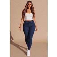 Femme Luxe Women's High Waist Skinny Stretch Jeans in Dark Blue | Size: 6