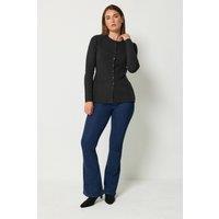 Long Tall Sally Women's Tall Peplum Knitted Cardigan in Black | Size: 14-16