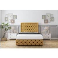 Comfort Beds Winchester Plush Divan With Mattress 2 Drawers Right Side -54 Headboard-Footboard in Mustard | Size: Small Single