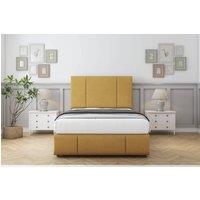 Comfort Beds Arya Plush Divan With Mattress 4 Drawers-54 Headboard-Footboard in Mustard | Size: Double