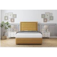 Comfort Beds Anna Plush Divan With Mattress No Drawers-54 Headboard-Footboard in Mustard | Size: Small Single