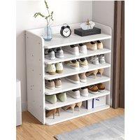 Living and Home 6-Tier Shoe Rack Wooden Shoe Cabinet for Entryway 62cm W in White
