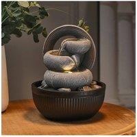 Living and Home Garden Fountain Resin Water Feature with LED Light in Grey