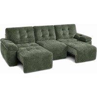 Furnishings For Less UK Drayton Green Electric Sofa Bed 3 Seater with Power Sliding Seats