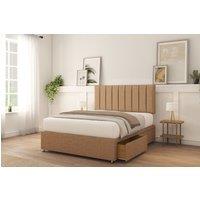 Sloomy Kansas Dumfries Bed Set With 4 Drawers, Mattress & 26 Headboard in Light Beige | Size: King