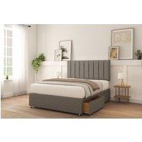 Sloomy Kansas Dumfries Bed Set With 4 Drawers, Mattress & 26 Headboard in Dark Grey | Size: Small Double