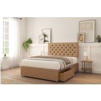 Sloomy Mayfair Dumfries Bed Set With 4 Drawers, Mattress & 26 Headboard in Light Beige | Size: Small Double