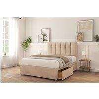 Sloomy Highbury Naples Bed Set With 2 Drawers, Mattress & 26 Headboard in Light Sand | Size: Single