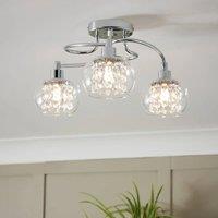 Goeco 3-Light Chrome Flush Mount Ceiling Light, Crystal Glass Shades, Modern in Silver