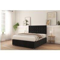 Sloomy Alabama Plush Bed Set With No Drawers Mattress & 26 Headboard in Black | Size: Small Single