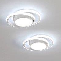 Pheashine 2 Pack White Double Ring Round LED Ceiling Light, 36W 6500K Cool White